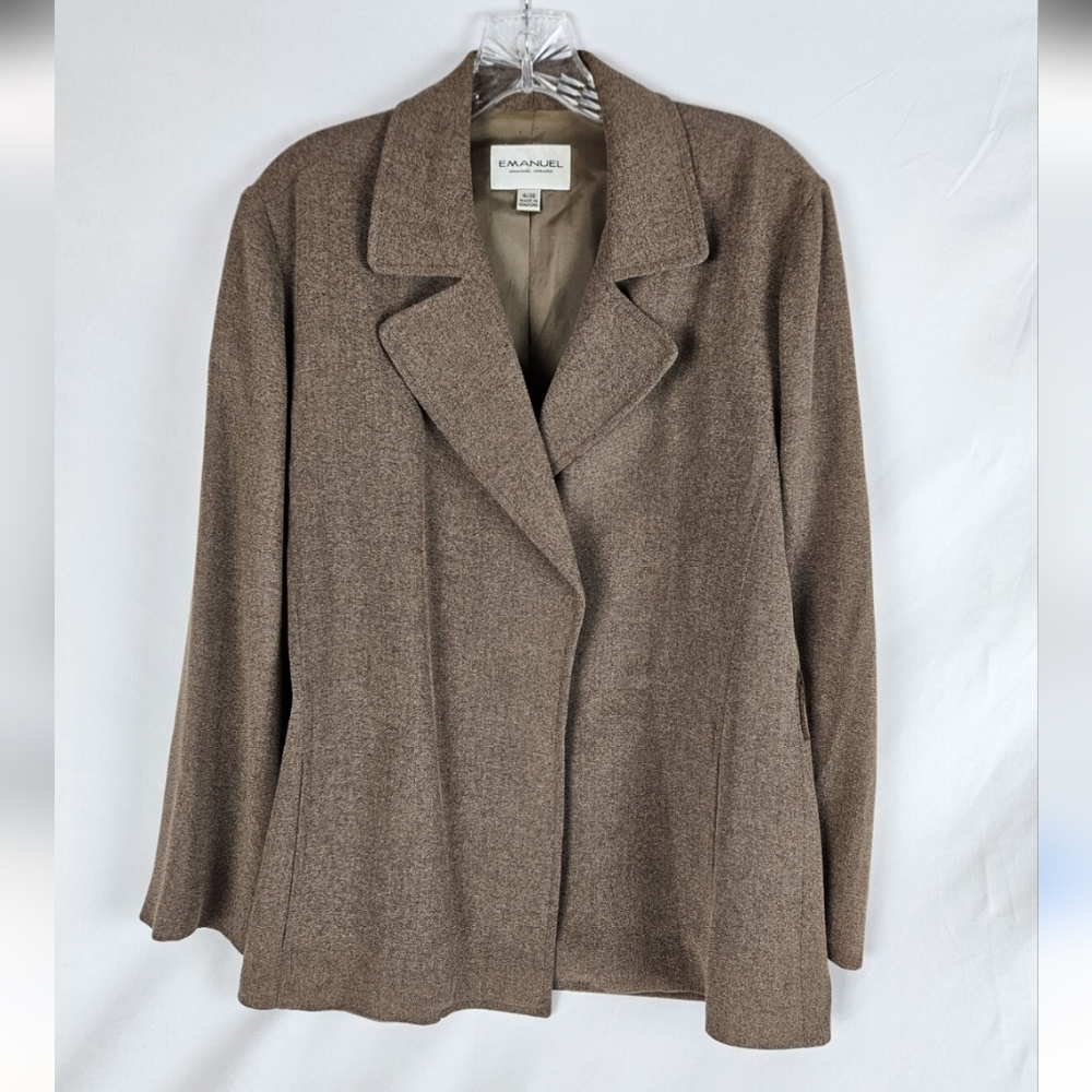 Emanuel Ungaro Vintage Designer Front Snap Blazer Size 14 Brown